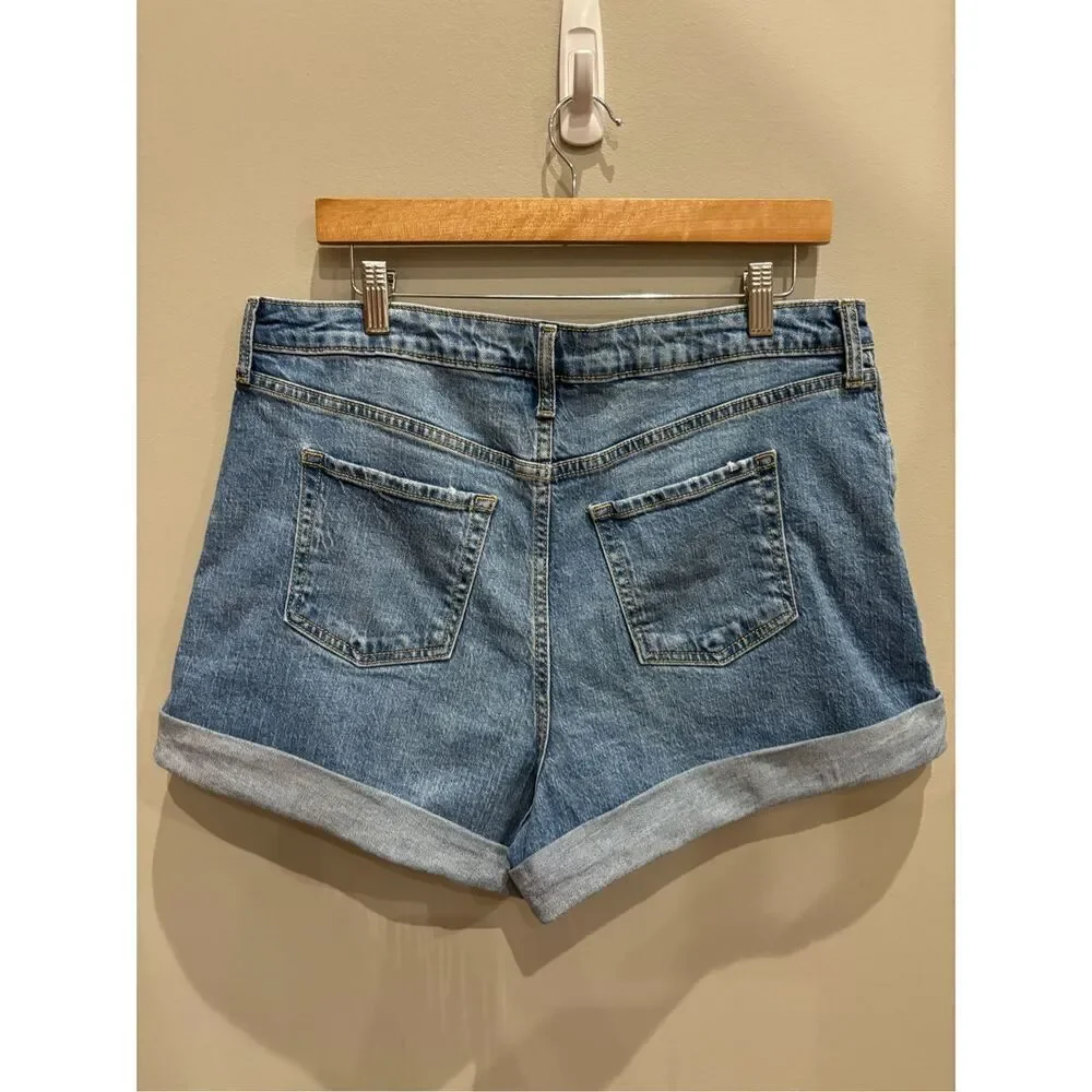 Wild Fable 12 super high rise rolled cuff medium wash distressed cotton spandex